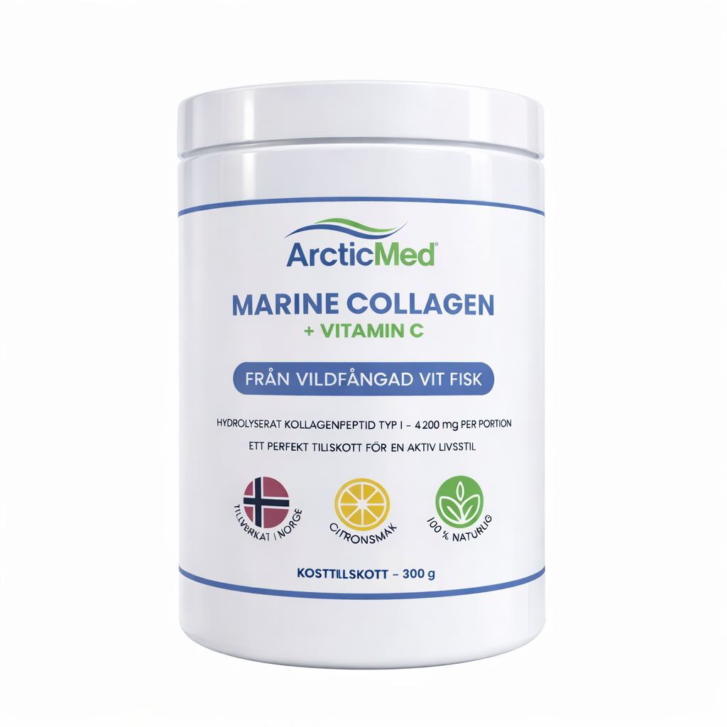 Marine collagen pulver med vitamin C från ArcticMed – hydrolyserat marint kollagen från vildfångad vit fisk